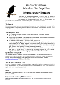 Thank you for registering an interest in the One Year In Tasmania