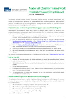 Preparing for the assessment and rating visit