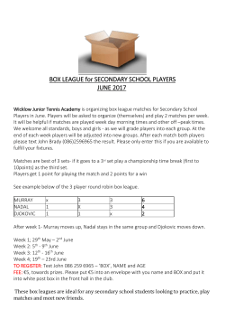 Box league for Secondary School Players in June