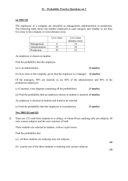S1 &ndash; Probability Practice Questions set 2 an 2002