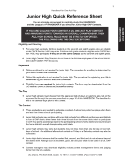 Junior High Quick Reference Sheet