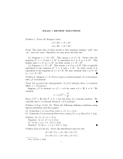 EXAM 1 REVIEW SOLUTIONS Problem 1. Prove De - Math-UMN