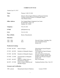 CURRICULUM VITAE Updated April 10, 2015 Name: Thomas J. Gill