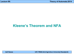 Lecture 09: Theory of Automata:2014 Asif Nawaz UIIT, PMAS