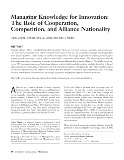 Managing Knowledge for Innovation: The Role of Cooperation