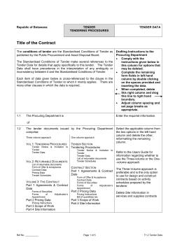Tender Data - Public Procurement and Asset Disposal Board