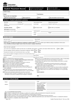 Student Placement Record - NSW Department of Education