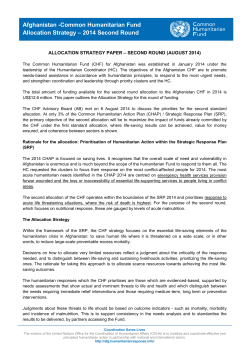 Afghanistan -Common Humanitarian Fund Allocation Strategy