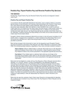 Positive Pay, Payee-Positive Pay and Reverse