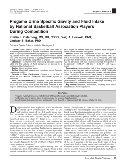Pregame Urine Specific Gravity and Fluid Intake by National