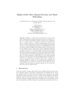 Higher-Order Side Channel Security and Mask Refreshing