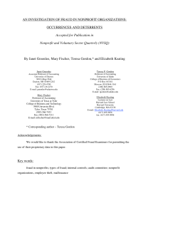 AN INVESTIGATION OF FRAUD IN NONPROFIT ORGANIZATIONS