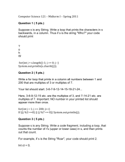 Computer Science 121 &ndash; Midterm I &ndash; Spring 2011 Question 1 ( 5 pts