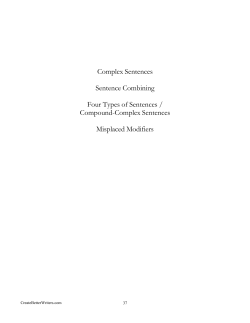 Complex Sentences Sentence Combining