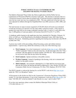 PUBLIC NOTICE TO ALL CUSTOMERS OF THE BALDWIN