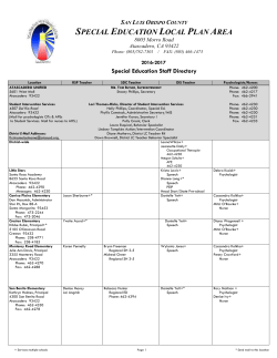 Special Education Staff Directory