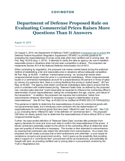 Department of Defense Proposed Rule on Evaluating Commercial