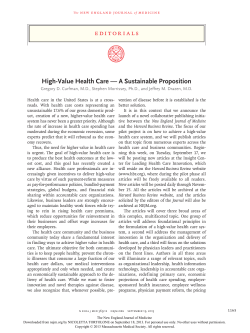 High-Value Health Care &mdash; A Sustainable Proposition