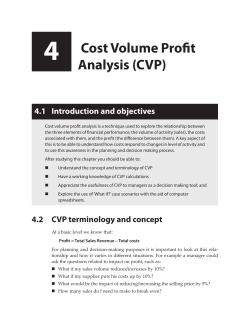 4 Cost Volume Profit Analysis (CVP)