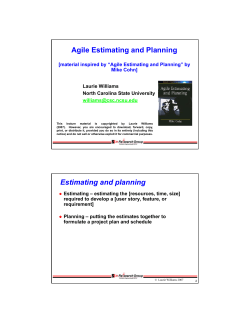 Agile Estimating and Planning Estimating and planning