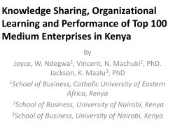 Knowledge Sharing, Organizational Learning and Performance of