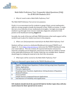Math Skills Proficiency Test- Frequently Asked Questions (FAQ) for