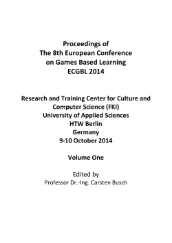 Proceedings of The 8th European Conference on Games Based