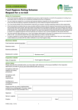 Food Hygiene Rating Scheme: Request a re