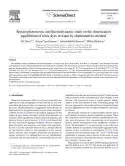 Spectrophotometric and thermodynamic study on the dimerization