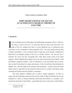 john shade`s duplicate selves: an alternative shadean theory of pale