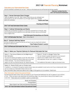 2017-18 Financial Planning Worksheet