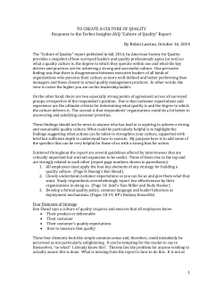 Action Plan to Create a Culture-of-Quality, Rob Lawton