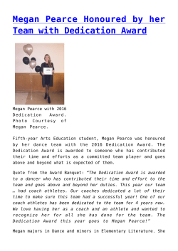 Megan Pearce Honoured by her Team with Dedication Award