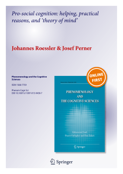 Pro-social cognition: helping, practical reasons, and `theory of mind
