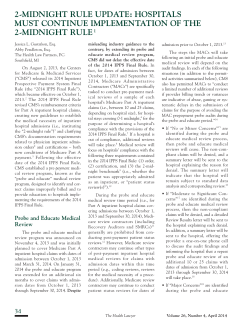 2-Midnight Rule Update: Hospitals Must Continue Implementation of