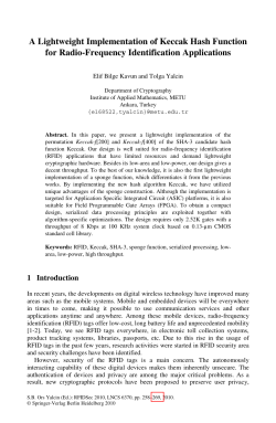 A Lightweight Implementation of Keccak Hash Function for Radio