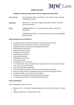 Litigation Executive (Handling a mixed case load of both