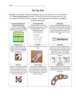 Tic Tac Toe Board 2 - Manville School District