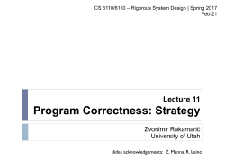 Program Correctness: Strategy