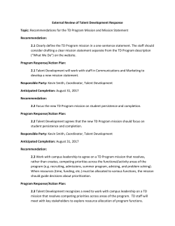 External Review of Talent Development Response Topic
