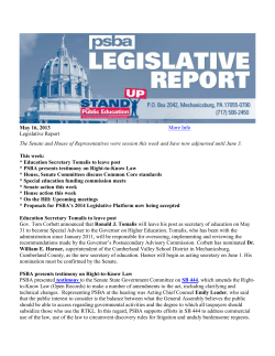May 16, 2013 More Info Legislative Report The Senate and House