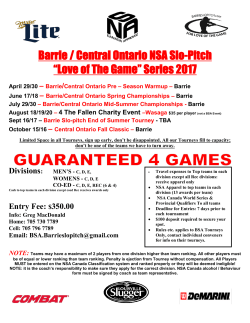 Barrie / Central Ontario NSA Slo-Pitch &ldquo;Love of The Game&rdquo; Series
