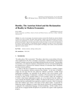 Boettke, The Austrian School and the Reclamation of Reality in