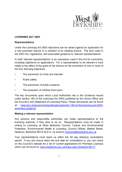 licensing act 2003 - representation form