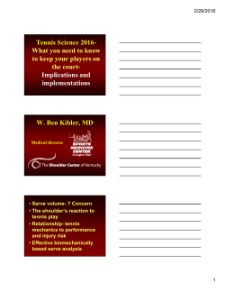 Tennis Science 2016- What you need to know to keep your players