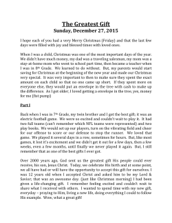 The Greatest Gift Sunday, December 27, 2015