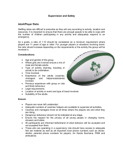 Supervision and Safety Adult/Player Ratio