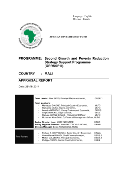 Mali - Second Growth and Poverty Reduction Strategy Support