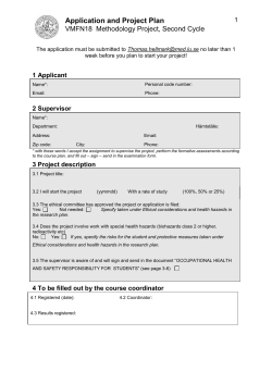 Application and Project Plan