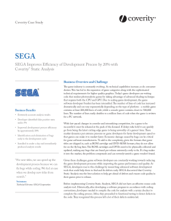 SEGA Improves Efficiency of Development Process by 20